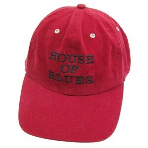 HOUSE OF BLUES Men's Red Baseball Cap Logo Hat Anaheim California Cotton